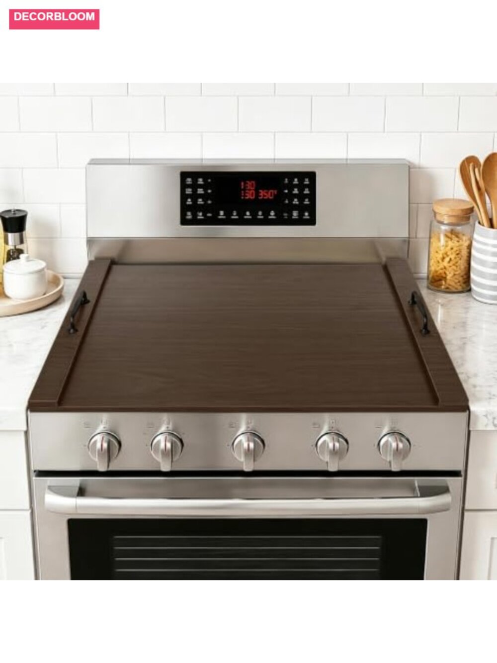 Wood Noodle Board Stove Cover with Handles for Electric Gas